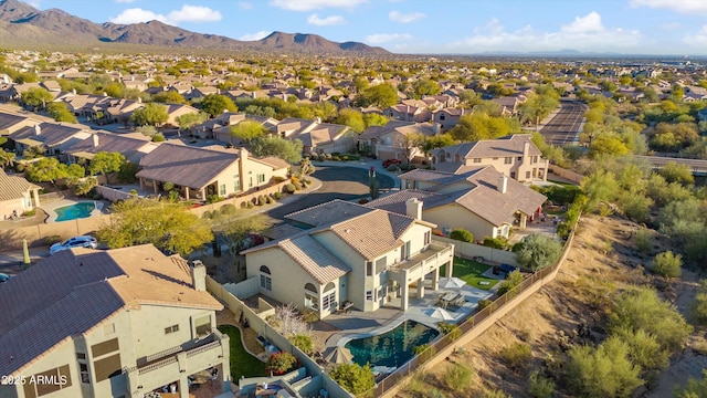 aerial view with a residential view and a mountain view