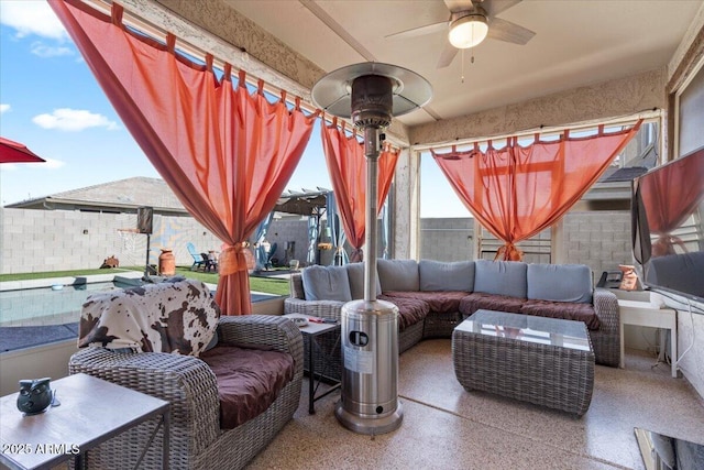 view of patio / terrace with an outdoor hangout area and ceiling fan