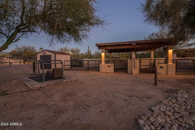 view of yard with an exterior structure and an outdoor structure