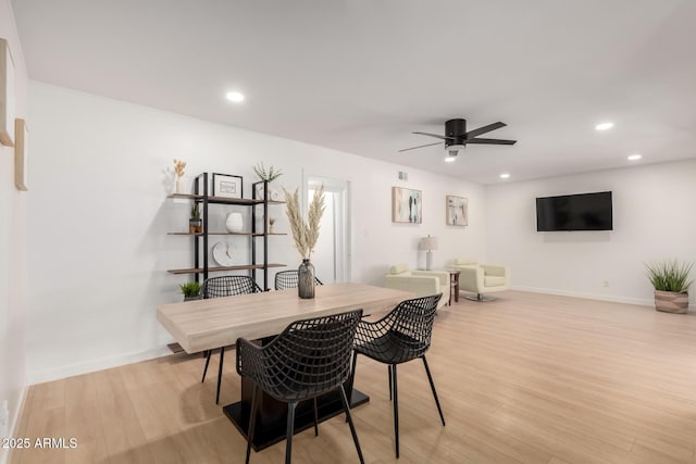 7811 N 32nd Ave, Phoenix, AZ 85051 - dining room featuring recessed lighting, ceiling fan, baseboards, and light wood-style floors