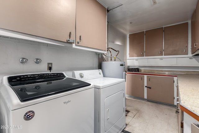 7811 N 32nd Ave, Phoenix, AZ 85051 - clothes washing area featuring independent washer and dryer, cabinet space, water heater, and light floors