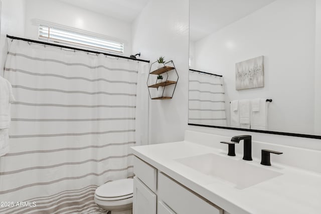 23037 E Domingo Rd, Queen Creek, AZ 85142 - bathroom with vanity, toilet, and curtained shower