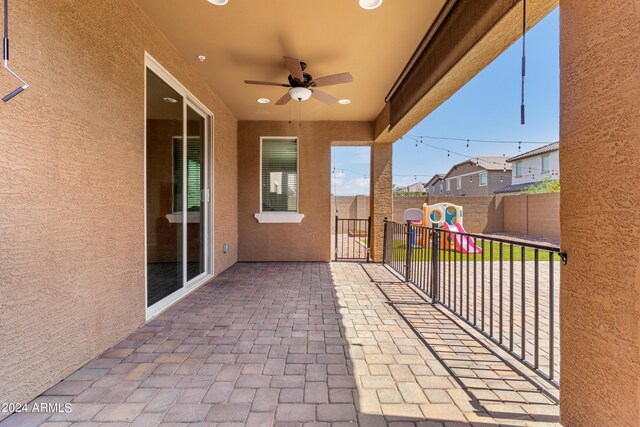 view of patio / terrace with ceiling fan