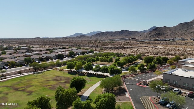 drone / aerial view featuring a mountain view