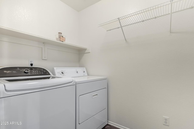 washroom with separate washer and dryer