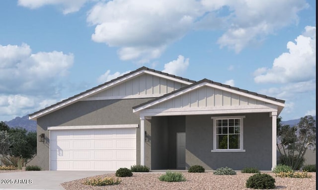 24096 W Bowker St, Buckeye, AZ 85326 - ranch-style home featuring an attached garage, driveway, stucco siding, and board and batten siding