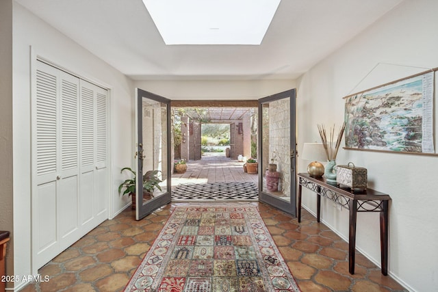 entryway with a skylight