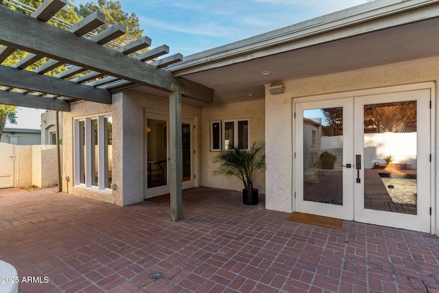 106 E Echo Ln, Phoenix, AZ 85020 - view of patio / terrace featuring french doors, fence, and a pergola