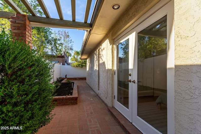 106 E Echo Ln, Phoenix, AZ 85020 - view of patio featuring a pergola, fence, and french doors