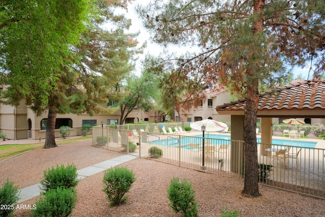 community pool with fence
