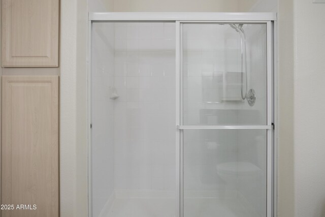 bathroom featuring a shower stall