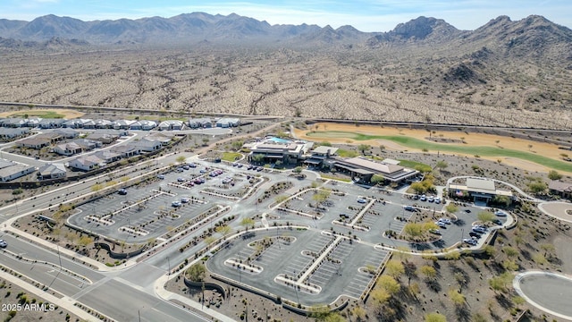 drone / aerial view featuring a mountain view