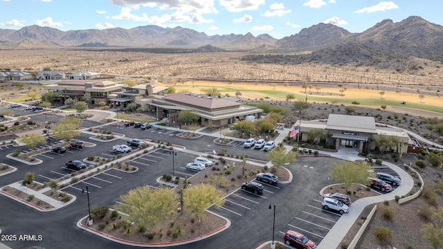 bird's eye view with a mountain view