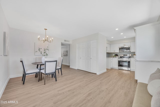 4720 W Northview Ave, Glendale, AZ 85301 - dining area with a chandelier, light wood-style floors, baseboards, and recessed lighting