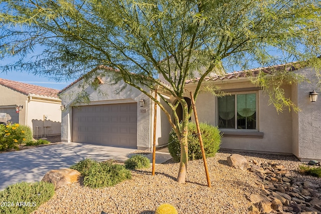 view of front of property with a garage