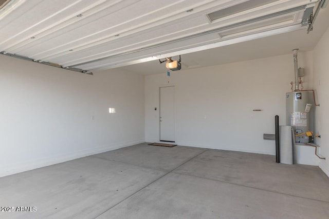 garage featuring a garage door opener and gas water heater