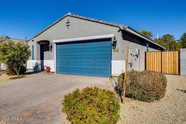 exterior space featuring a garage