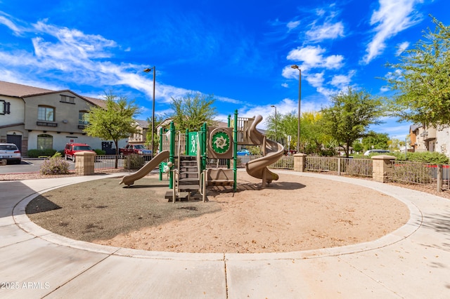 community play area with fence