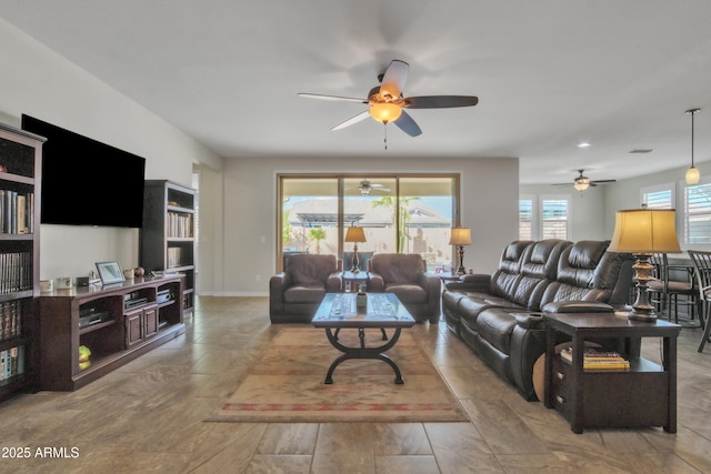 living area with baseboards