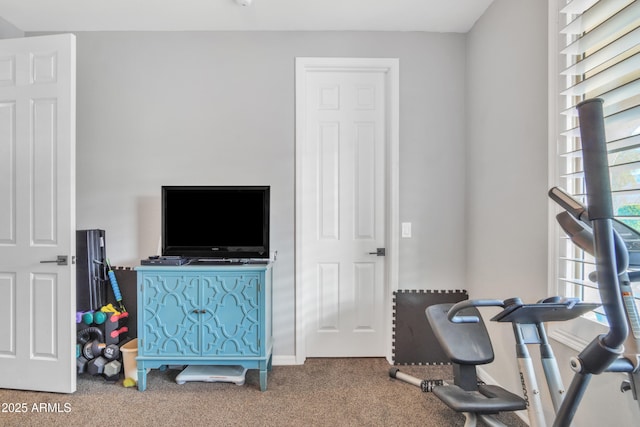 workout room with carpet floors