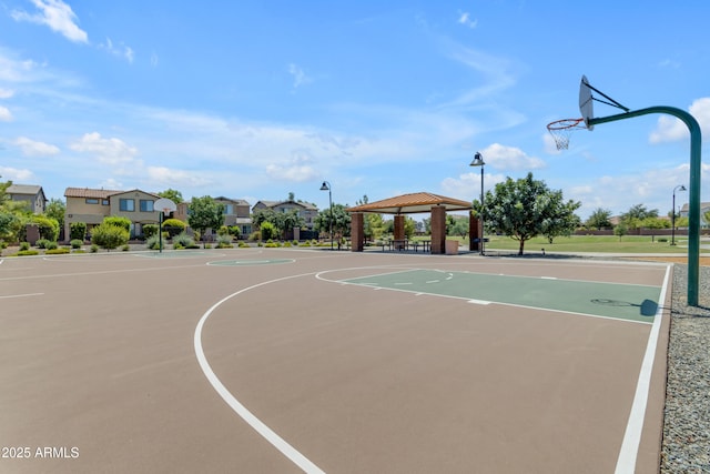 view of sport court with a gazebo and community basketball court