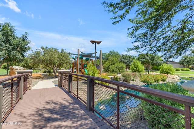 view of property's community with a playground