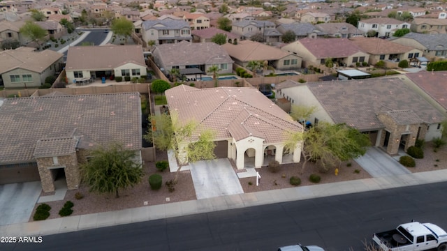 aerial view with a residential view