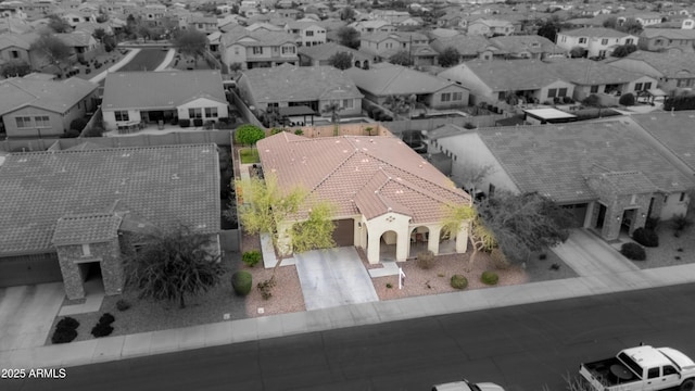 aerial view with a residential view