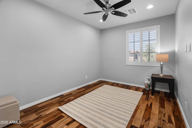 3603 E Salter Dr, Phoenix, AZ 85050 - unfurnished bedroom with baseboards, visible vents, wood finished floors, and recessed lighting