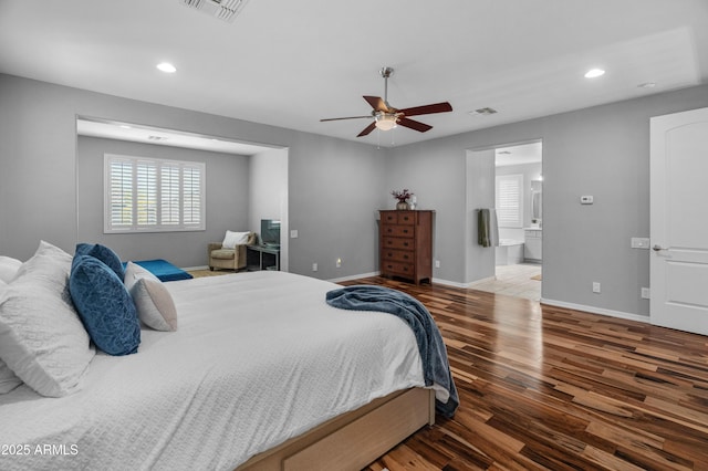 3603 E Salter Dr, Phoenix, AZ 85050 - bedroom featuring recessed lighting, visible vents, wood finished floors, and baseboards