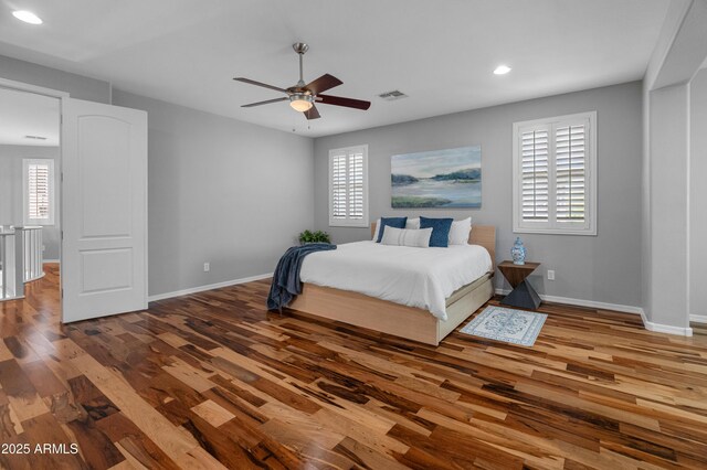 3603 E Salter Dr, Phoenix, AZ 85050 - bedroom featuring recessed lighting, visible vents, wood finished floors, and baseboards