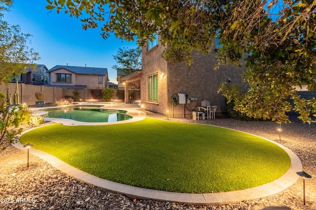 3603 E Salter Dr, Phoenix, AZ 85050 - view of pool with a lawn, a patio, a fenced in pool, and a fenced backyard