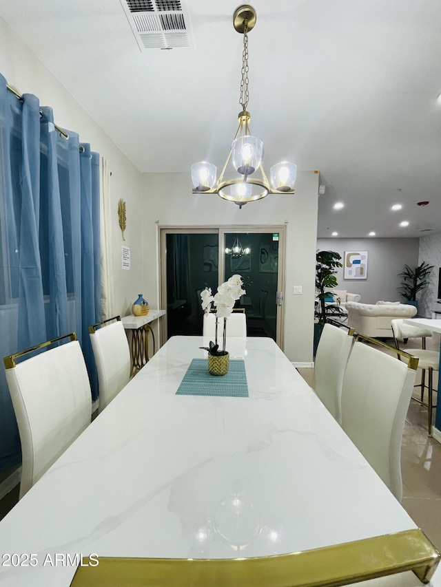 7136 N 73rd Dr, Glendale, AZ 85303 - dining space with recessed lighting, a notable chandelier, and visible vents