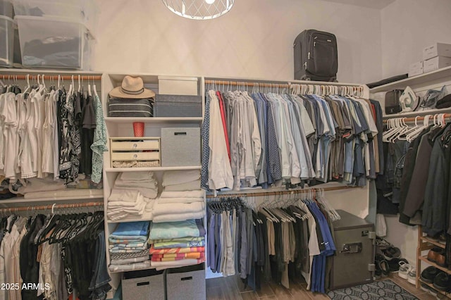 spacious closet featuring hardwood / wood-style floors