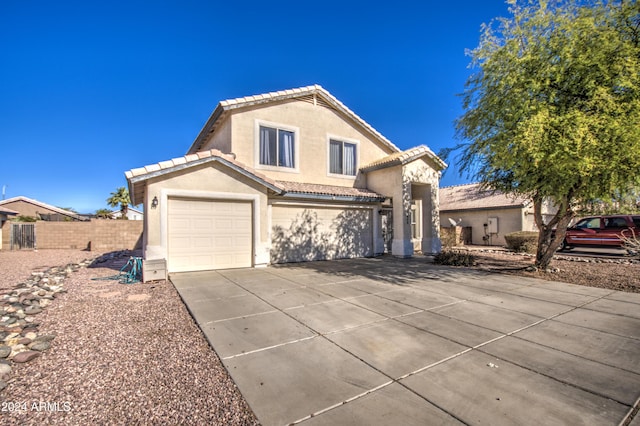 front facade with a garage