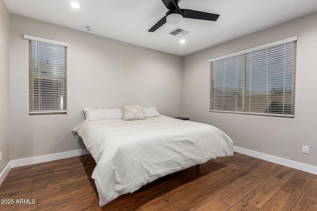 40470 W Agave Rd, Maricopa, AZ 85138 - bedroom featuring recessed lighting, baseboards, wood finished floors, and a ceiling fan