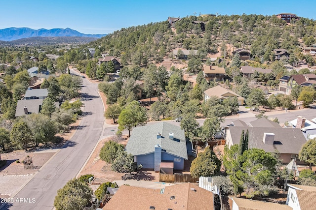 birds eye view of property featuring a residential view and a mountain view