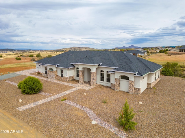 14110 E Hard Rock Rd, Prescott Valley, AZ 86315 - rear view of property featuring stucco siding and stone siding