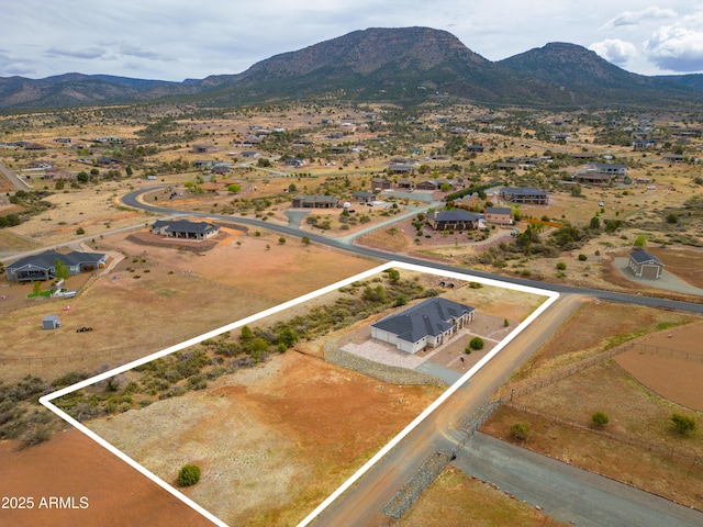14110 E Hard Rock Rd, Prescott Valley, AZ 86315 - aerial view of property's location with property boundaries highlighted and a mountainous background
