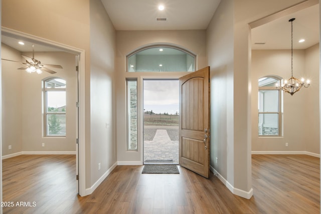 14110 E Hard Rock Rd, Prescott Valley, AZ 86315 - entryway featuring wood finished floors, a chandelier, baseboards, and recessed lighting
