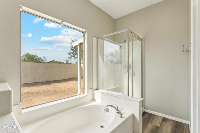 6658 E San Cristobal Way, Gold Canyon, AZ 85118 - full bath featuring a shower stall, a bath, and healthy amount of natural light