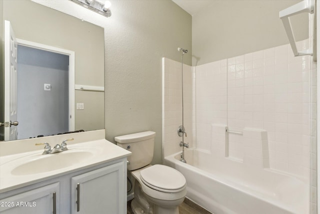 6658 E San Cristobal Way, Gold Canyon, AZ 85118 - bathroom with toilet, shower / bathtub combination, vanity, and a textured wall