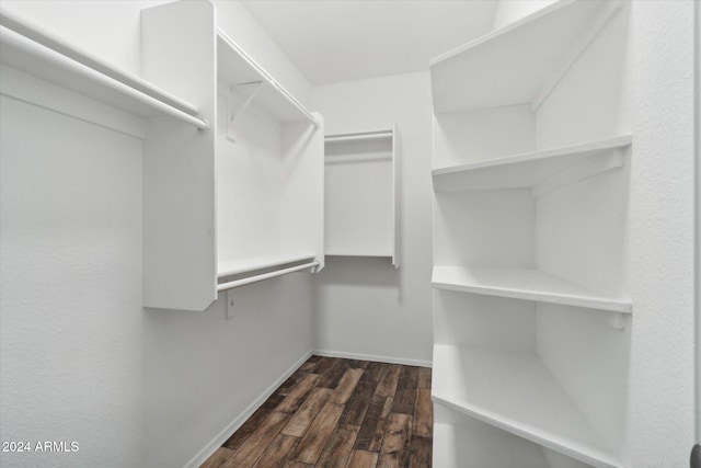 spacious closet with dark wood-type flooring