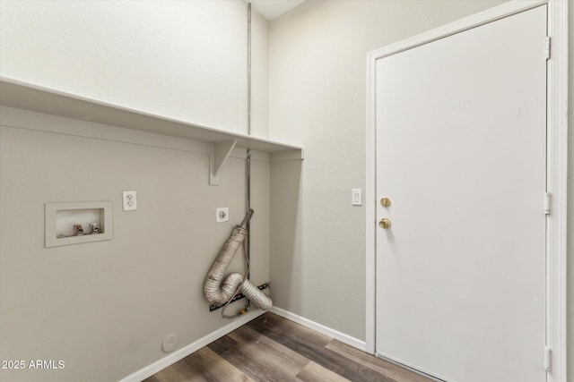 6658 E San Cristobal Way, Gold Canyon, AZ 85118 - laundry room with hookup for an electric dryer, washer hookup, wood finished floors, gas dryer hookup, and baseboards