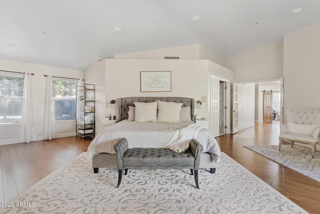 10205 E Corrine Dr, Scottsdale, AZ 85260 - bedroom featuring lofted ceiling, wood finished floors, and baseboards