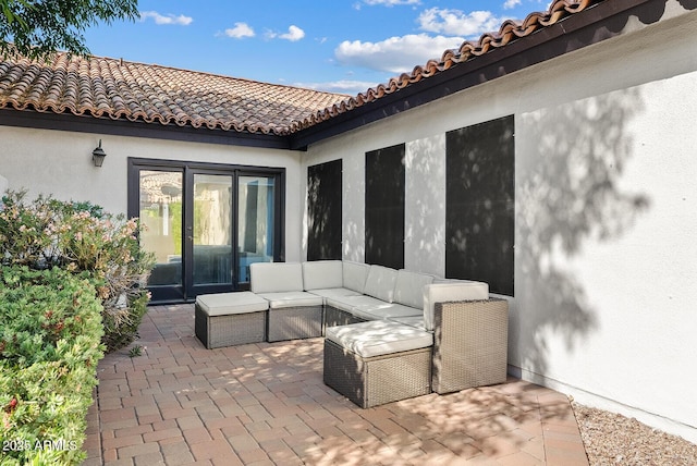10205 E Corrine Dr, Scottsdale, AZ 85260 - view of patio featuring an outdoor living space and french doors