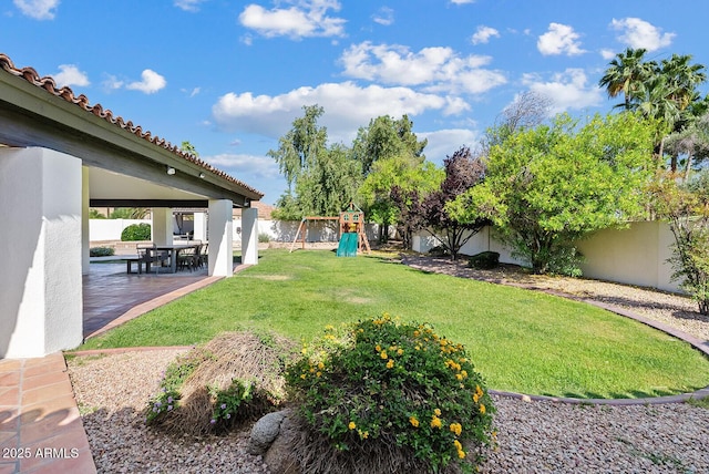 10205 E Corrine Dr, Scottsdale, AZ 85260 - view of yard with a playground and a patio area