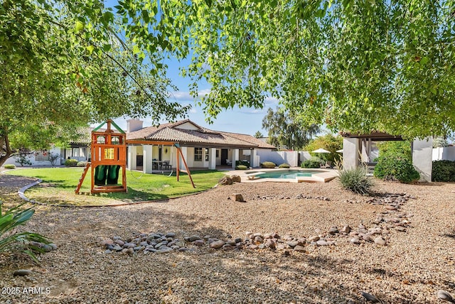 10205 E Corrine Dr, Scottsdale, AZ 85260 - back of property with a playground and a patio