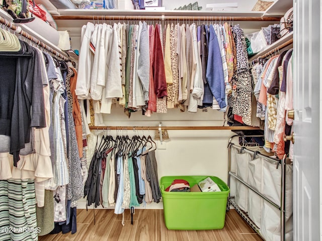 walk in closet featuring wood-type flooring