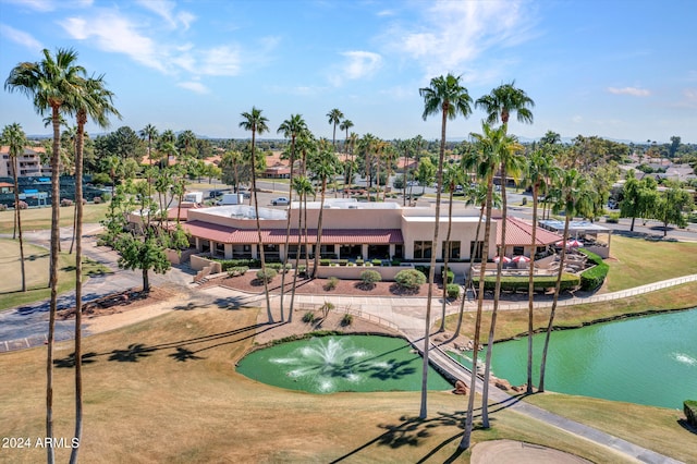 view of pool featuring a water view